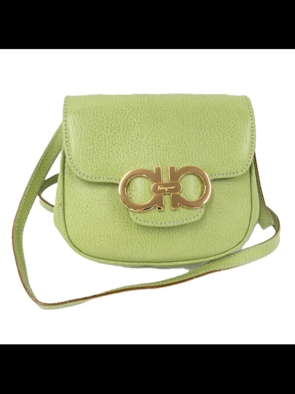 Salvatore Ferragamo Gancini Crossbody Bag in Lime Green